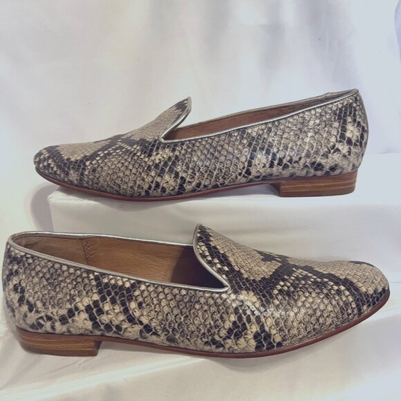 Coach Utopia-Women's Leather Snakeskin Print-Size 8 1/2 B-Tan/Gold Trim-Brown/Bl - Picture 1 of 16